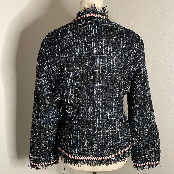 Sans Souci Blazer Jacket Blue Metallic Pearl Buttons Large - Picture 8 of 12